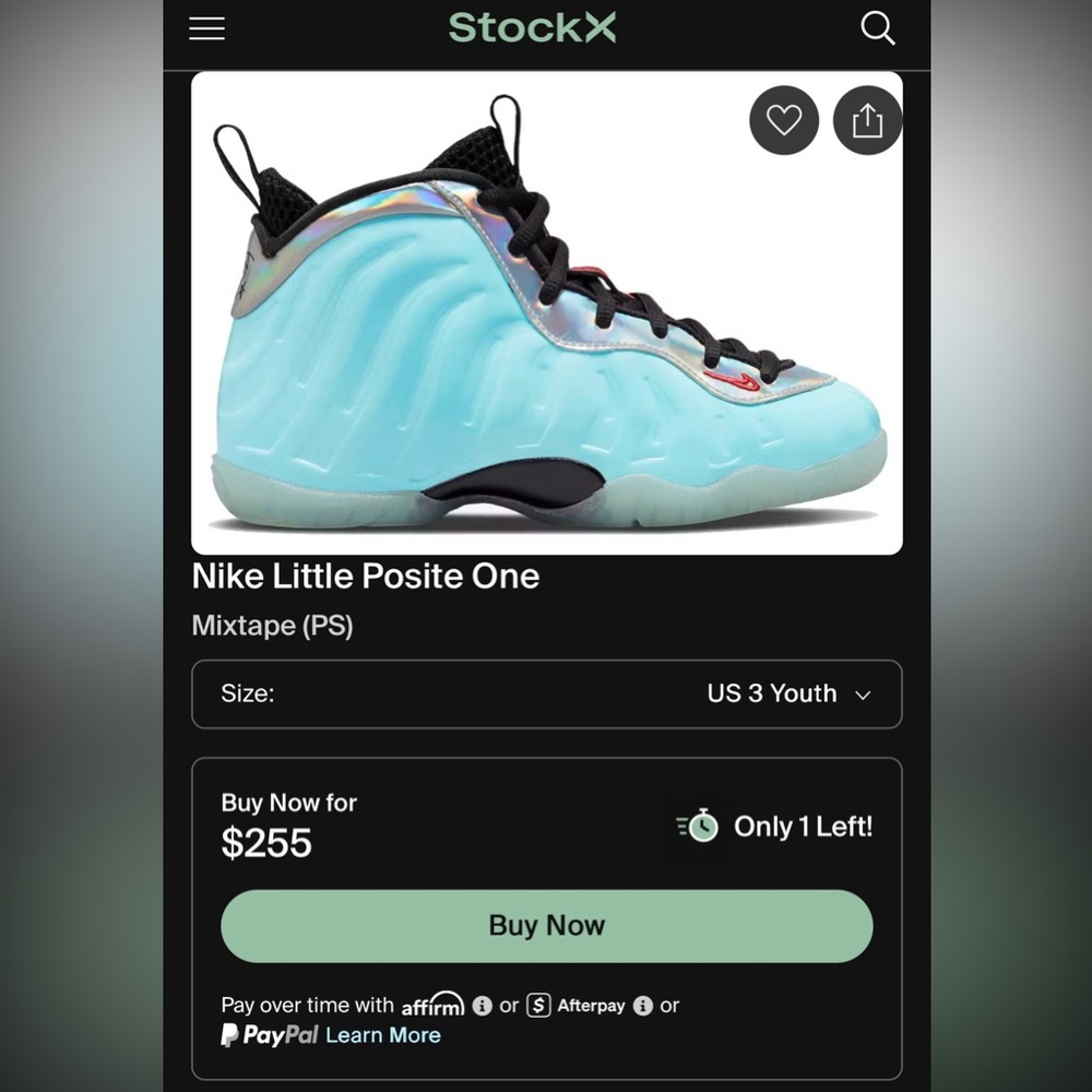 NIKE Little Posite One Mixtape PS Kids Athletic Sneakers Size 4Y